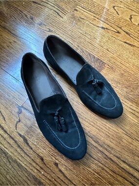 M. Gemi Black Suede Tassel Loafers